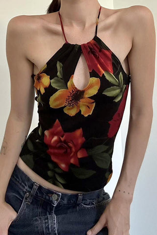 Halter Floral Print Cami Top