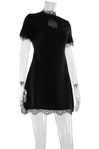 Elegant Lace-Trimmed Evening Dress