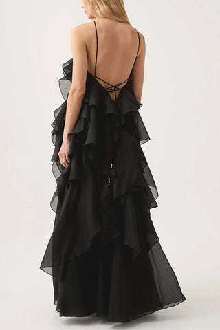 Layered Ruffle Halter Dress