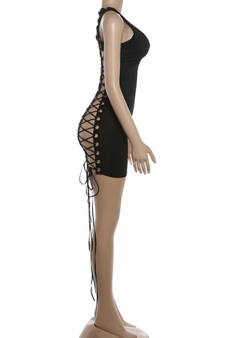 Cut-Out Mini Dress with Drawstring Detail