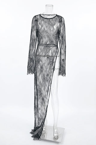 Lace Overlay Casual Dress