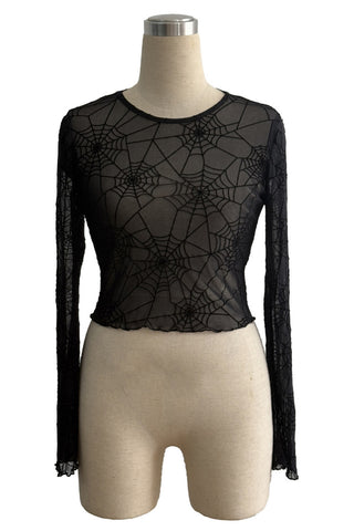 Sheer Spiderweb Long Sleeve Top