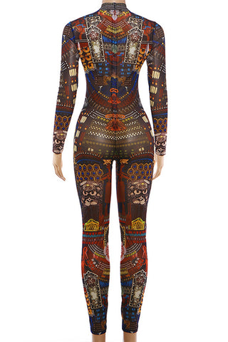 Patterned Full-Body Jumpsuit