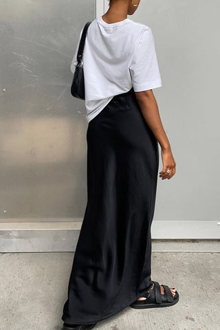 High-Waist Solid Maxi Skirt
