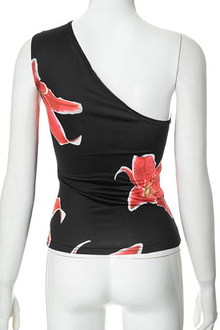 Asymmetrical Floral Print Camisole