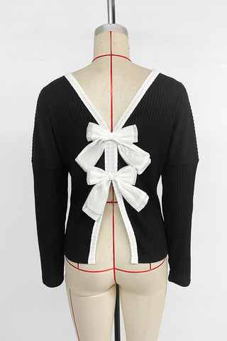 Bow-Back Detail Long Sleeve Top