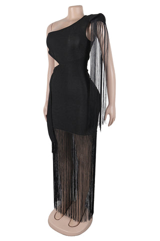 Elegant Cut-Out Fringe Casual Dress