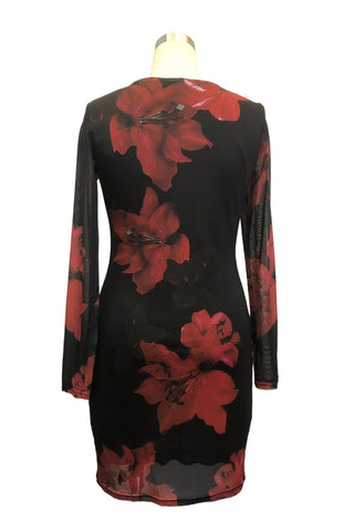 Floral Long-Sleeve Casual Dress