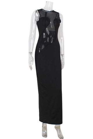 Elegant Sheer Panel Evening Gown
