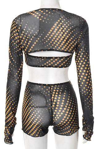 Polka Dot Short Set with Long Sleeves