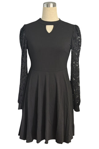 Lace Sleeve A-Line Casual Dress