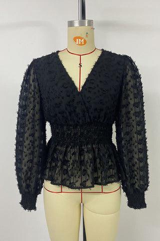 Elegant Textured Smocked Blouse