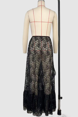 High-Slit Lace Casual Skirt