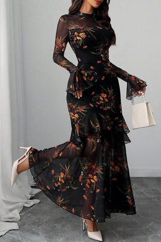 Floral Ruffle Tiered Casual Dress