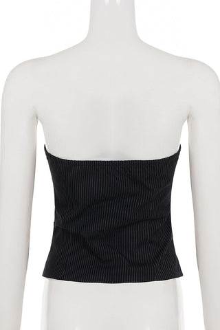 Button-Front Strapless Tank Top