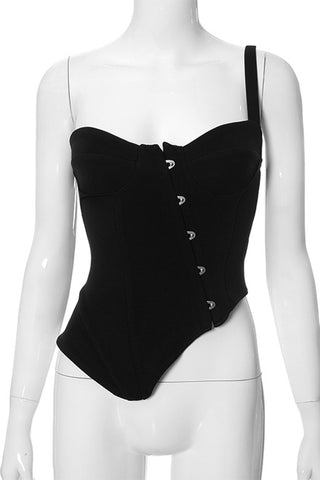 Button Accent Corset Tank Top