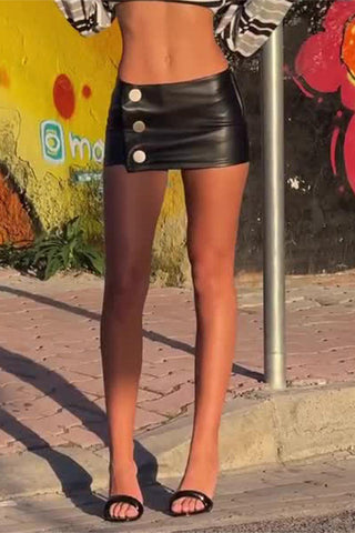 Asymmetrical Button-Accent Mini Skirt