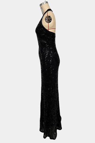 Halter Neck Evening Dress with Embellishments