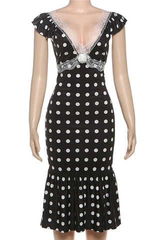 Ruffled Polka Dot Casual Dress