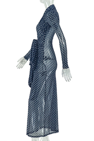 Long Sleeve Midi Dress with Pattern
