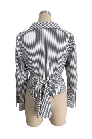 Striped Wrap V-Neck Top