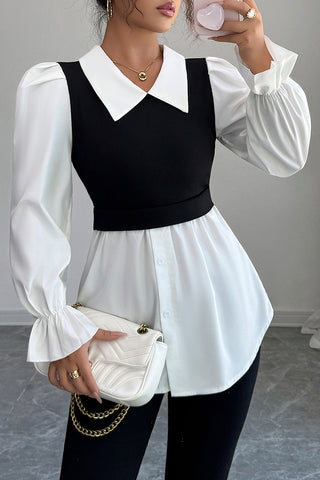Layered Collar Long Sleeve Shirt