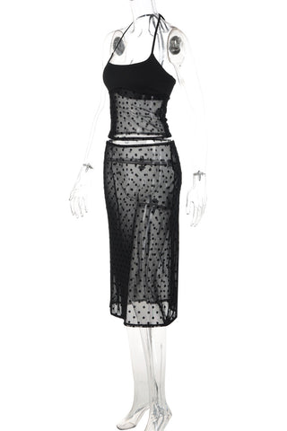 Dotted Mesh Skirt Set