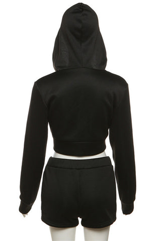 Stylish Zip-Up Hoodie and Shorts Set