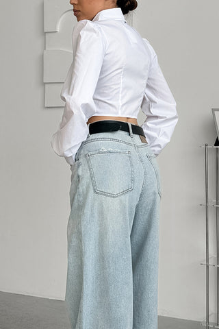 Chic Button-Down Blouse with Structured Design