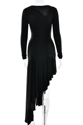 Asymmetric Draped Casual Dress