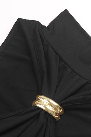 Asymmetric Halter Midi Dress