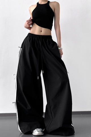 Wide-Leg Pants with Ribbon Detail
