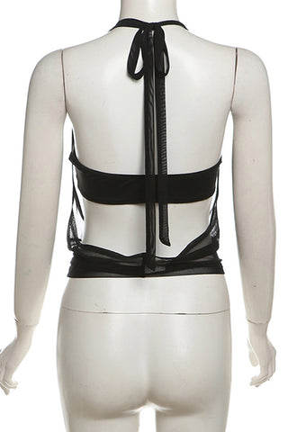 Sheer Halter Cami Top with Cutout