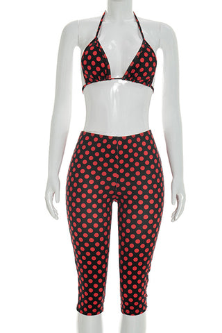 Polka Dot Crop Top and Pants Set