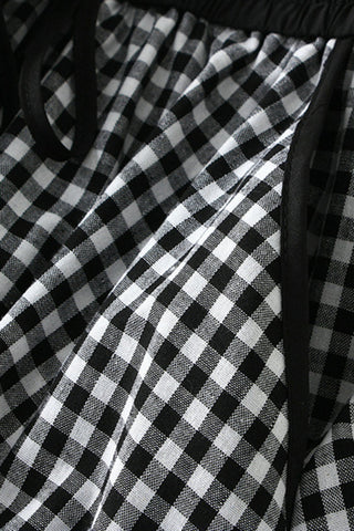 Gingham Elastic Waist Casual Skirt