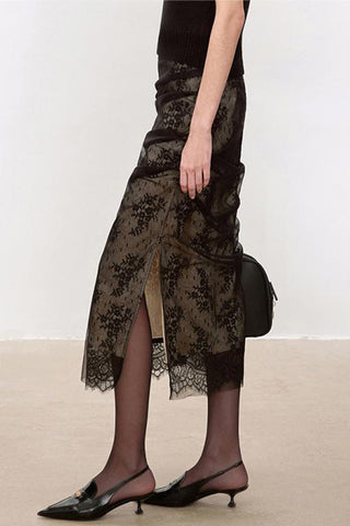 Elegant Lace Midi Skirt