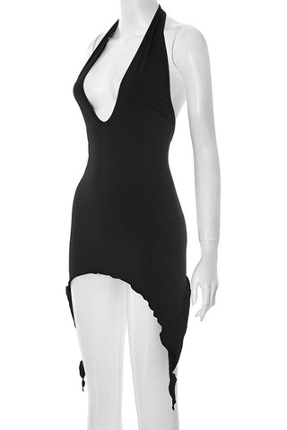Scalloped Halter Mini Dress