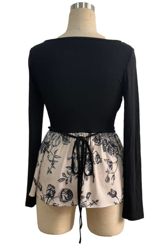 Floral Peplum Long Sleeve Blouse