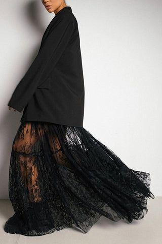Layered Sheer Tulle Maxi Dress