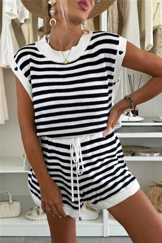 Striped Knit Short Set