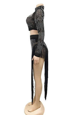 Fringe and Beaded Skirt Set