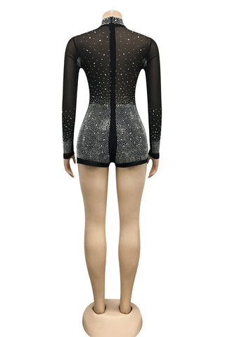 Sparkling Sheer Long Sleeve Romper