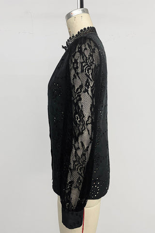 Lace Button-Front Blouse