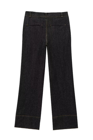 Button-Front Denim Straight Jeans