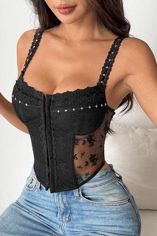 Lace Overlay Corset Tank Top