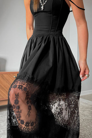 Lace Detail Casual Wide-Leg Pants