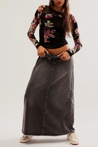 Floral Long-Sleeve Mesh Blouse