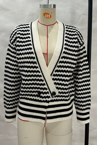 Striped Button-Up Cardigan