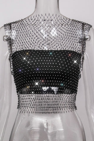 Sparkling Rhinestone Mesh Tank Top