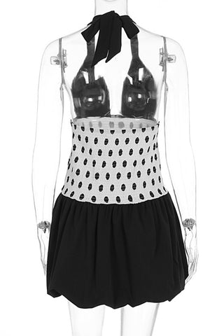 Halter Neck Polka Dot Casual Dress